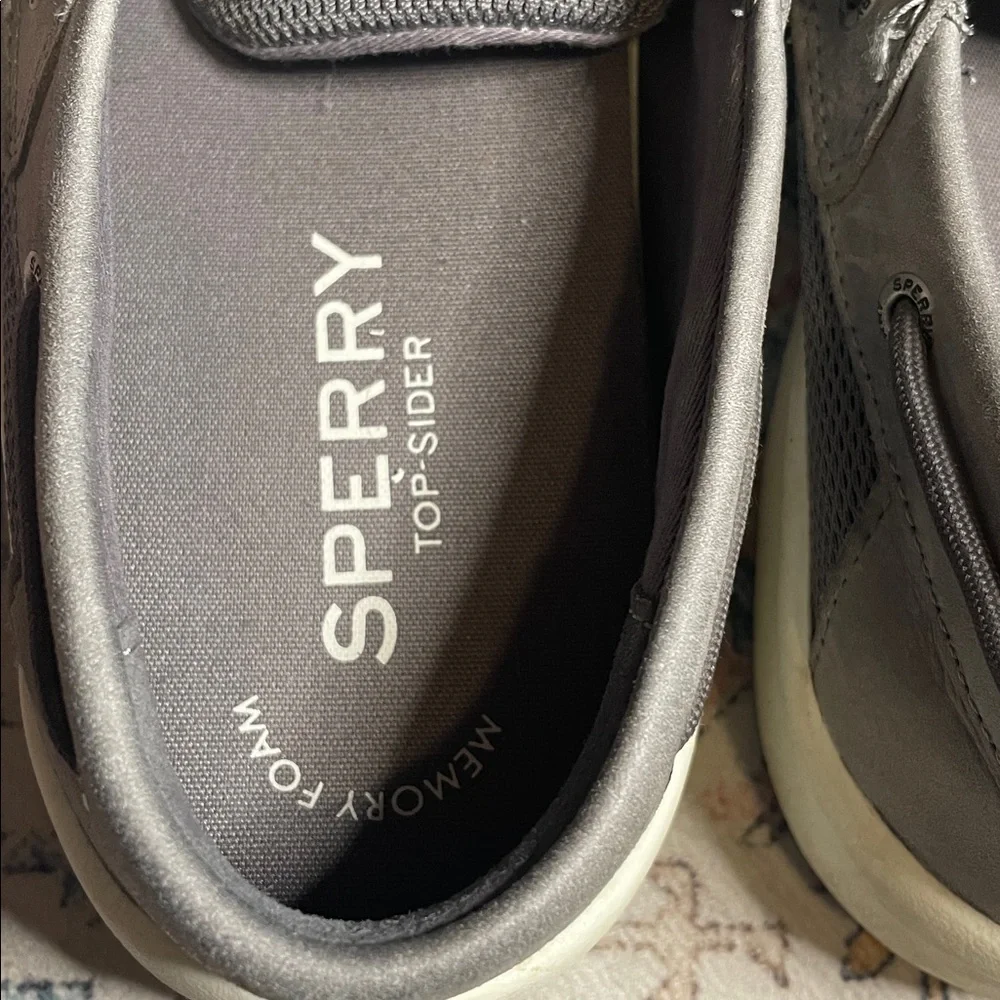 Sperry Top-Sider Men’s 10M Charcoal Gray Boat Shoes Lace-Up Casual Deck Shoes